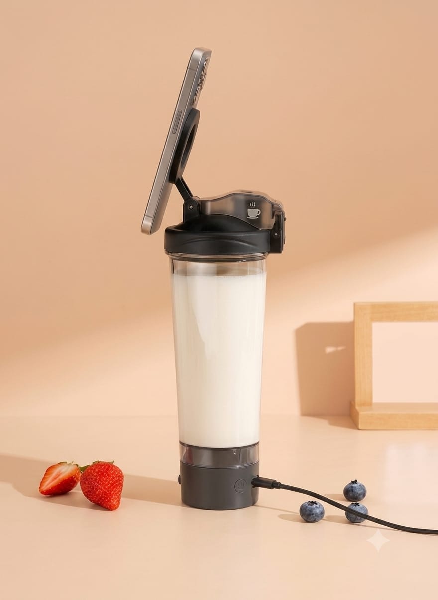 3-in-1 Electric Protein Shaker Cup - Blue, 700Ml | Vellvacare